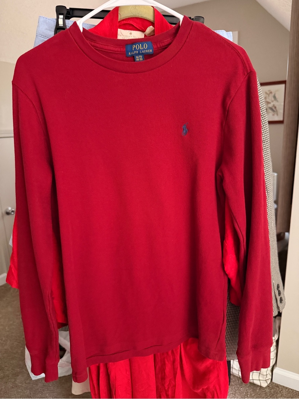 Ralph Lauren Men’s Red Crewneck Sweater with Polo Pony